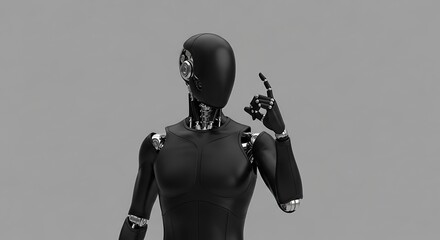 Black Robotic Figure with Metallic Joints A 3D Render. (AI Generated)