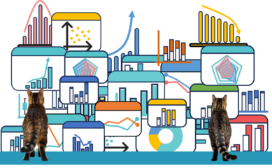 データを分析する黒猫のイラスト