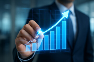 Business growth chart analysis and financial performance review for successful investment strategy planning