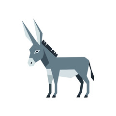 Geometric Donkey Illustration on White Background