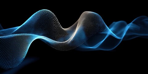 Fototapeta premium Detailed representation of a sound wave with smooth curves in vibrant blue and contrasting tones, capturing audio movements in a digital format