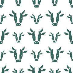 Cow Head Geometric Pattern - Farm Animal Vector Design
