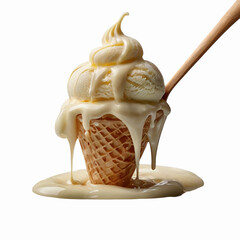 Melting Waffle Cone with Creamy Ice Cream