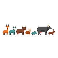 Geometric Farm Animal Set: Modern Flat Design