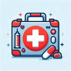 Obraz premium First aid kit icon with red cross