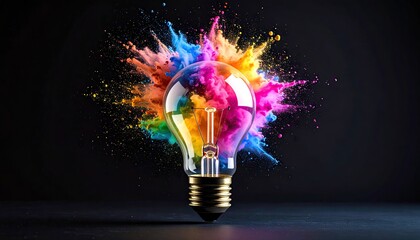Colorful lightbulb explosion