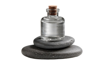 Serene Still Life Bottle and Rocks for Wellness Spa Meditation Natural Healing and Tranquility Focus