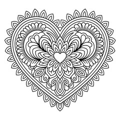 heart shape made of lace coloring page