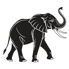 Obraz premium Black Elephant Silhouette White Background Walking