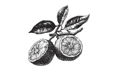 Hand-drawn citron engraving, vintage botanical illustration, antique black ink sketch, retro food art, classic fruit design, trendy kitchen decor, old engraving style, natural citrus print,