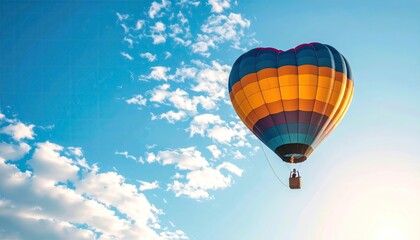 Fototapeta premium Heart-shaped hot air balloon in a vibrant sky