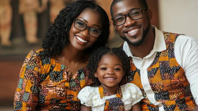 A family of three, a man and two women, are wearing matching outfits