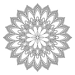 a black and white beautiful mandala flower coloring page