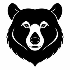 Bear head – Andean Bear Head Silhouette on White Background – South American Wildlife Vector