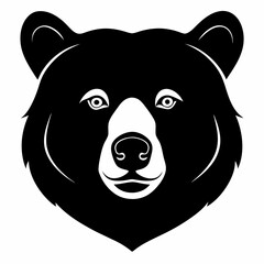 Black Bear (Ursus Americanus) Head Silhouette on White Background – Bold Wildlife Vector