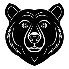 Cinnamon Bear Head Line Art on White Background – Minimal Wildlife Vector