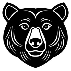 California Black Bear Head Line Art on White Background – Minimal Wildlife Vector
