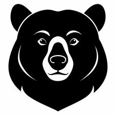 Bear head Silhouette – Kamchatka Brown Bear Head Silhouette on White Background – Russian Wildlife Vector