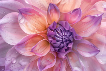 Fototapeta premium Close-up of pastel-colored flower with water droplets