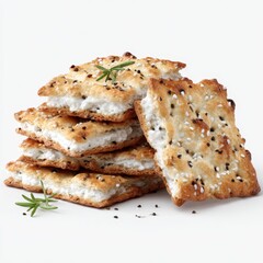 Stack of cracked cheese crackers perfectly arranged for snacking fun