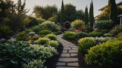 Fototapeta premium beautiful landscaping with beautiful plants