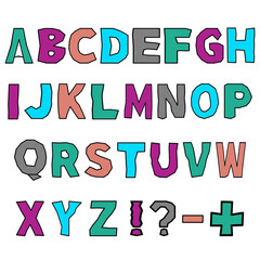 Colorful Cartoon Alphabet Letters and Symbols Set – A to Z Vector