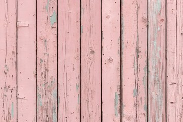 Vintage Pink Weathered Wood Fence with Peeling Paint Background