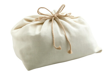 Obraz premium Ivory canvas pouch with rustic string closure Natural organic material drawstring bag storage