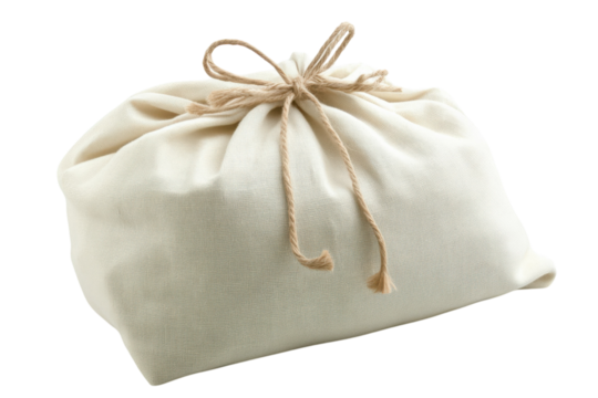 Ivory canvas pouch with rustic string closure Natural organic material drawstring bag storage