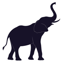 Obraz premium Dark Blue Elephant Silhouette Vector White Background