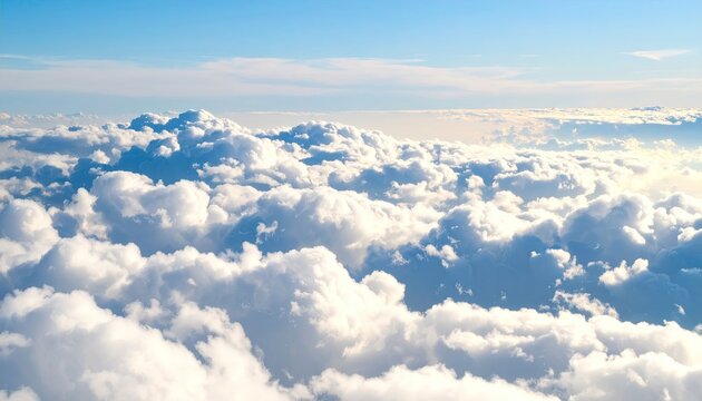 High-altitude view of fluffy clouds - Powered by Adobe