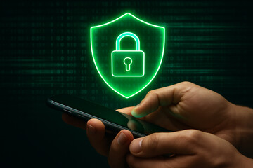 Mobile security online safety internet protection secure data privacy cybersecurity personal information phone