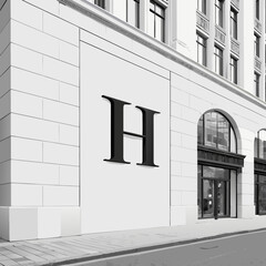 H facade of a building