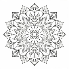 A black and white mandala flower coloring page