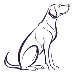 Fototapeta premium Dark Purple Line Art Dog Silhouette Sitting vector