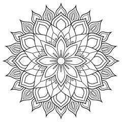 vector illustration of a flower mandala colouring page