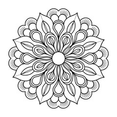 vector illustration of a flower mandala colouring page 