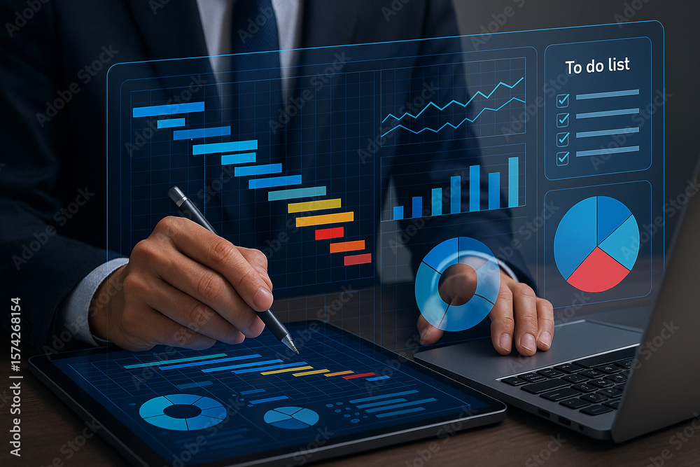 Poster project management software gantt chart business analytics dashboard data visualization tools and pl
