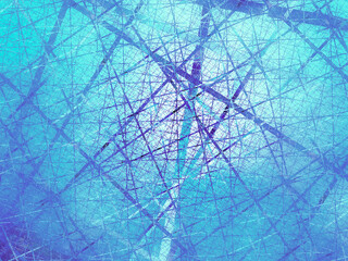Blue lines abstract fractal art background, Concepts of networks, connections, cyberspace. Chaotic web.