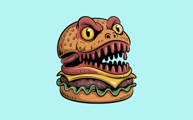 Burger vector design, vector illustration, Burger design, silhouette style.

