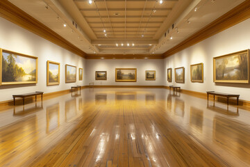 Obraz premium Art Gallery Interior with Paintings