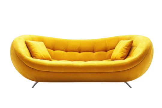 Statement Yellow Couch Modern Sofa with Cushions on Black for Interior Design Inspiration at Home D