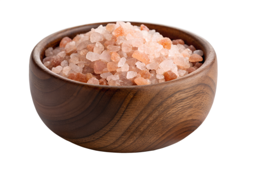 Pink Himalayan Rock Salt in Wooden Bowl