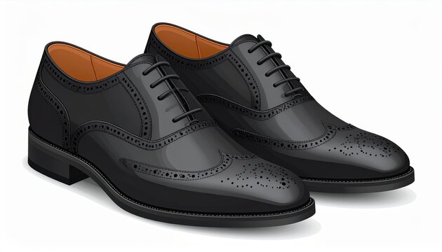 Black Brogue Formal Dress Shoes Illustration