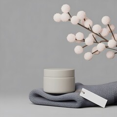 Elegant Minimalist Product Presentation Cream Jar  Soft Texture