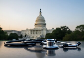 Representing healthcare's role in American government, featuring Capitol and stethoscope.


