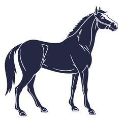 Obraz premium Dark Blue Horse Silhouette White Background navy blue