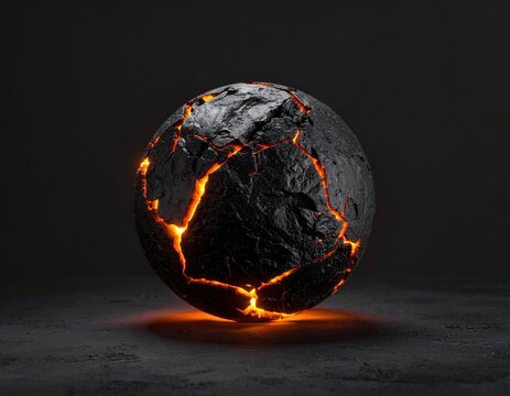 Cracked Lava Sphere On Dark Background