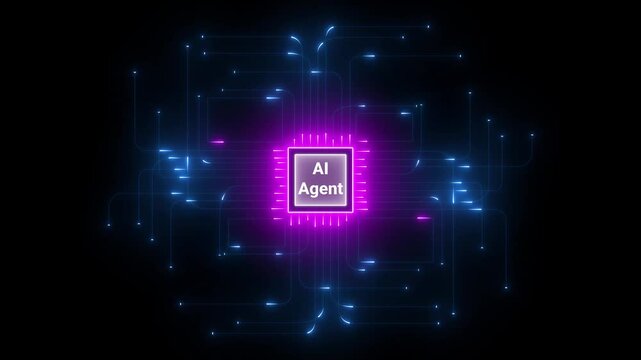 Ai tools or neon box. Multi function for Agentic AI technology motion background. Multi agent AI systems, Automate daily Tasks Smart AI solutions improve efficiency, 16:9 frame size
