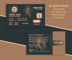 Creative Dark Color Identity Card Design. Landscape 
Outstanding Id Card Design in Dark Background.